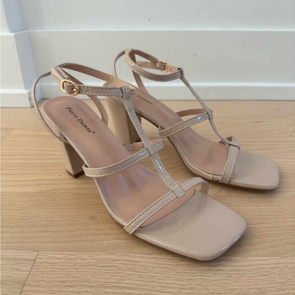 Pierre Dumas Ariana Heels - Nude size 8.5 Minimalist Neutral Wedding NEW